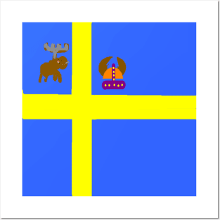 Sporty Swedish on Blue Background Posters and Art